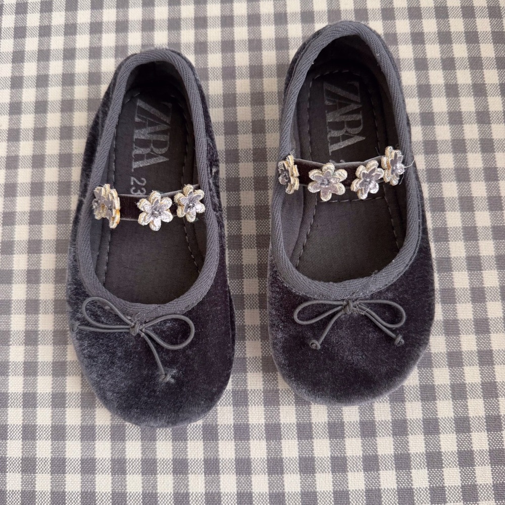 Zara Velvet Butterfly Ballet Flats